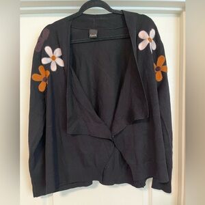 Aaeda Black Cardigan with Floral Accents